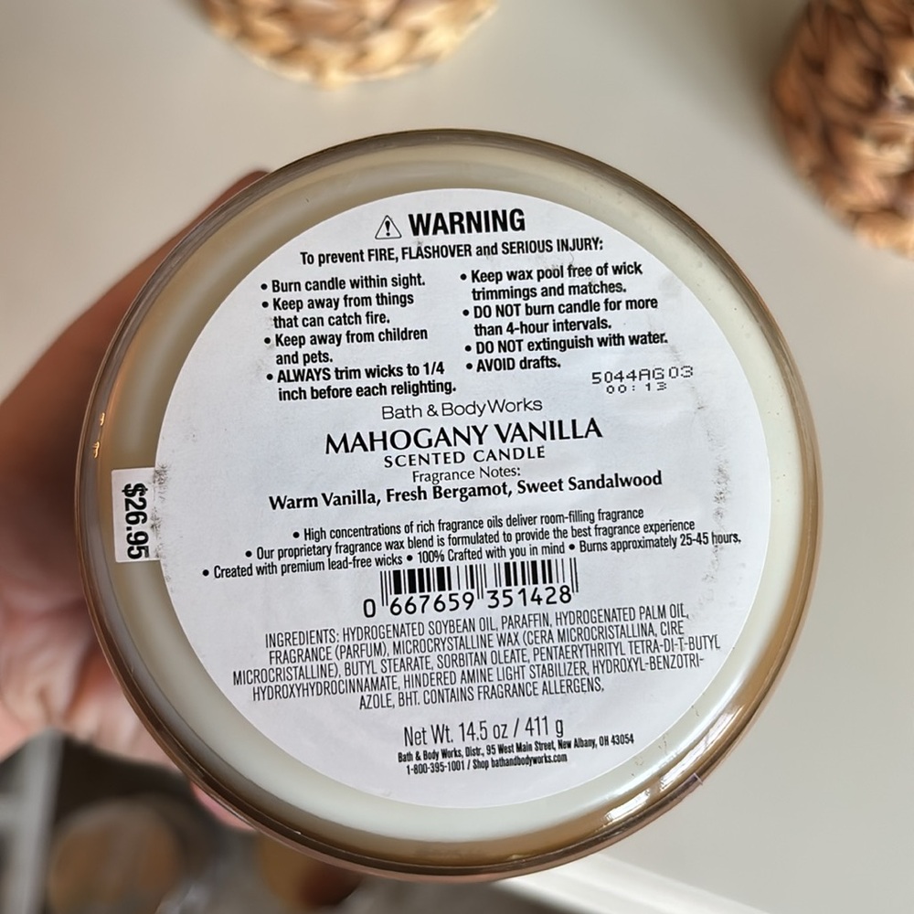 Mahogany Vanilla 3-Wick Bath & Body Works Candle - Picture 4 of 4